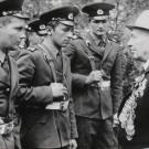 Анатолий Капитонович Иванников с солдатами на митинге.