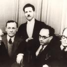 Карельские композиторы и музыканты (слево направо): Ефимов С.В., Раутио К.Э, Теплицкий Л.Я., Пергамент Р.С., Иоусинен Л.К. 1937 год.